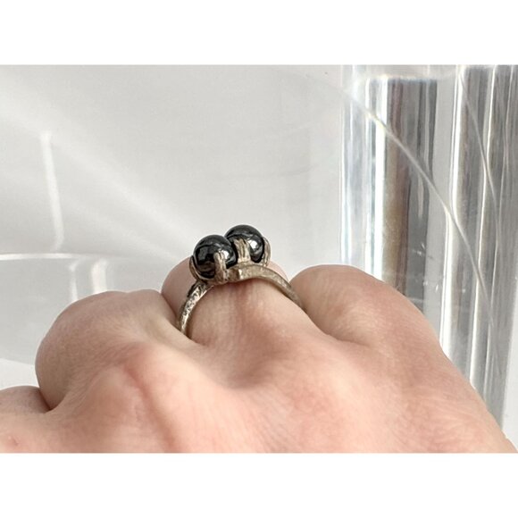 Tahitian Pearl Bead Accented Sterling Silver 925 Vintage Ring - sz 6.25 - Picture 15 of 15